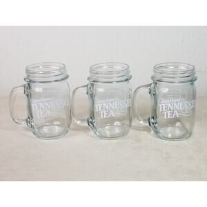 Jack Daniel's Tea Mason Jar Tennessee With Recipe Clear Glass Drinkware x3